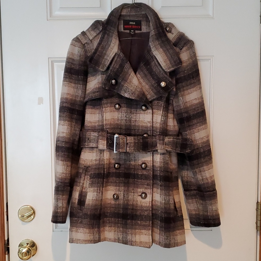 Miss Sixty womens multi colored plaid peacoat